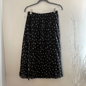 Japna Black Floral Midi Skirt, Sz M